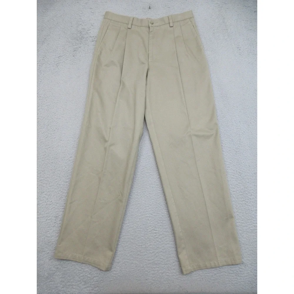 Dockers Pleated Khaki Chino Pants Mens 32x32 Beige Classic Fit Cotton Casual